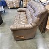 Image 2 : BROWN LEATHER LA Z BOY DOUBLE RECLINING SOFA RETAIL $1800