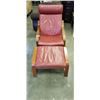 Image 1 : RED LEATHER BENTWOOD CHAIR W/ OTTOMAN