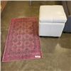 Image 1 : WASHABLE RUNNER RUG AND WHITE STORAGE OTTOMAN