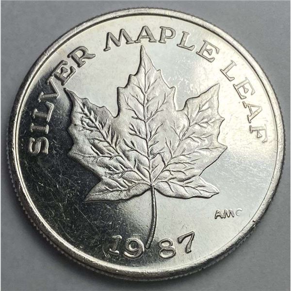 1987 Canada Maple Leaf Design Proof 1 ozt .999 Silver