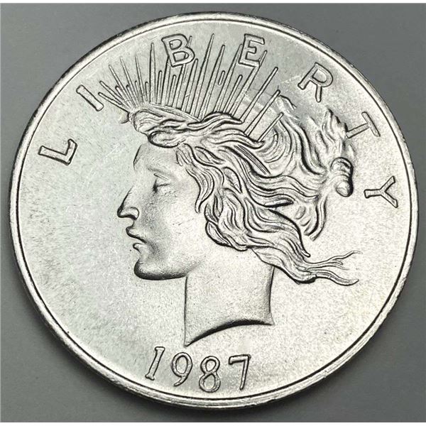 Rare 1987 Peace Dollar Design 1 ozt .999 Silver Trade Unit