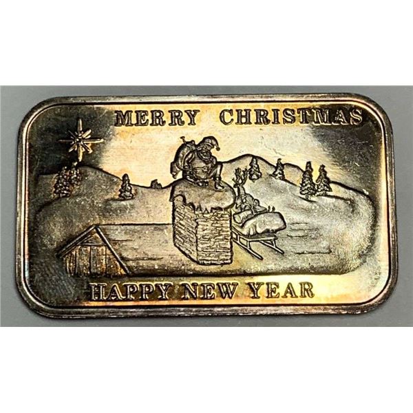 Merry Christmas And Happy New Year 1 ozt .999 Silver Bar