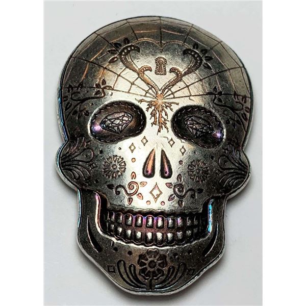 Day Of The Dead Heart Skull 10 ozt .999 Silver