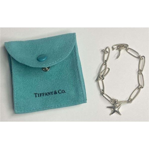 Tiffany & Co. Elsa Peretti Oval Link Starfish Pendant Bracelet .925 Sterling Silver