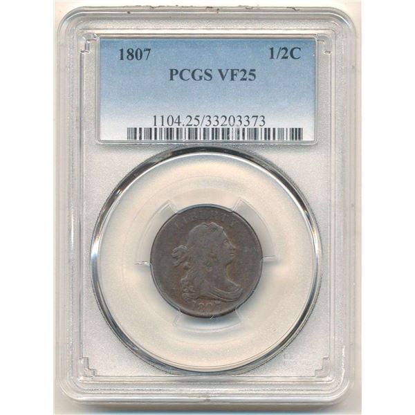 1807 Draped Bust Half Cent PCGS VF25