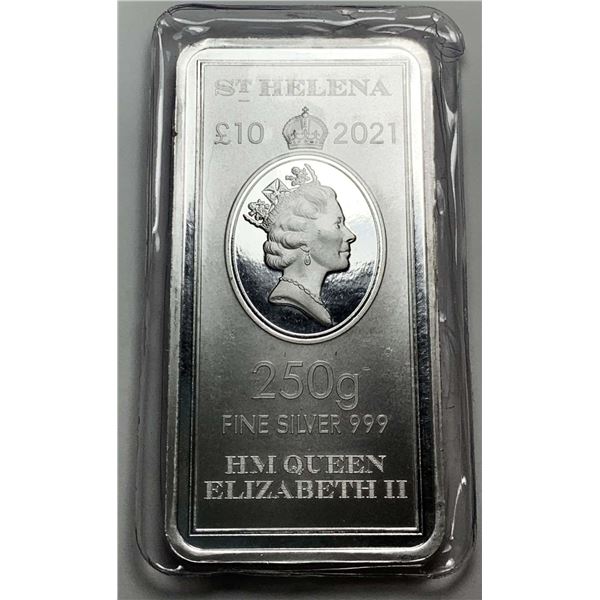 Rare 2021 St. Helena 250g .999 Silver Bar