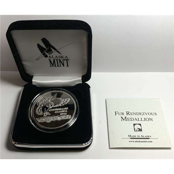 2013 Alaska Mint Fur Rendezvous "Land Of The Midnight Sun" Proof 1 ozt .999 Silver