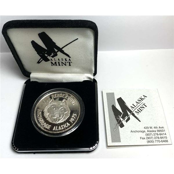 1975 Alaska Mint "Fur Rendezvous" Proof 1 ozt .999 Silver