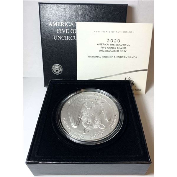 2020-P ATB American Samoa "National Park" 5 ozt .999 Silver OGP