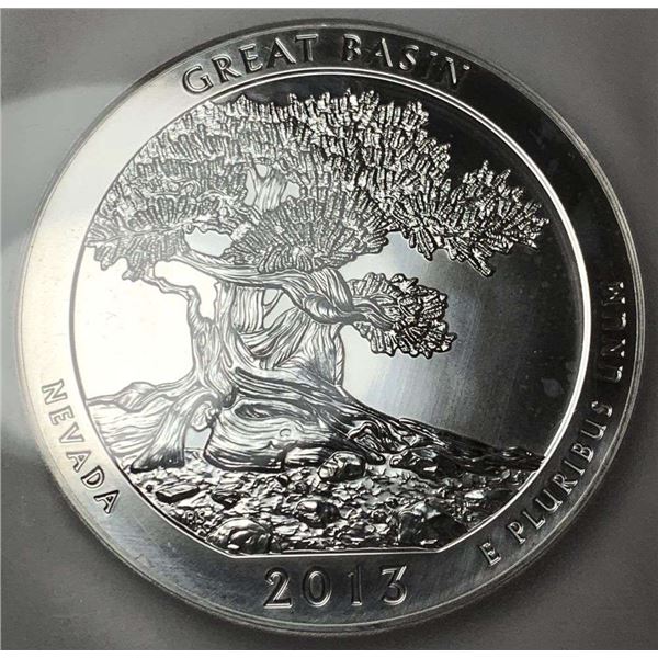 2013 ATB Nevada "Great Basin" 5 ozt .999 Silver PCGS MS69 First Strike Signed By John M. Mercanti