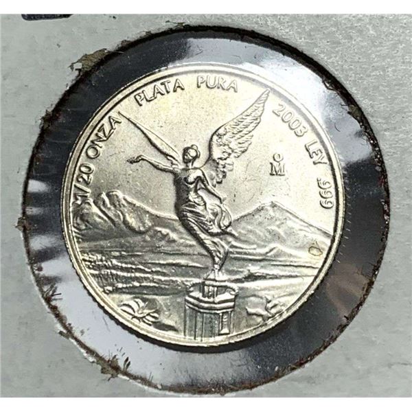 Rare 2003 Mexican Libertad 1/20 ozt .999 Silver