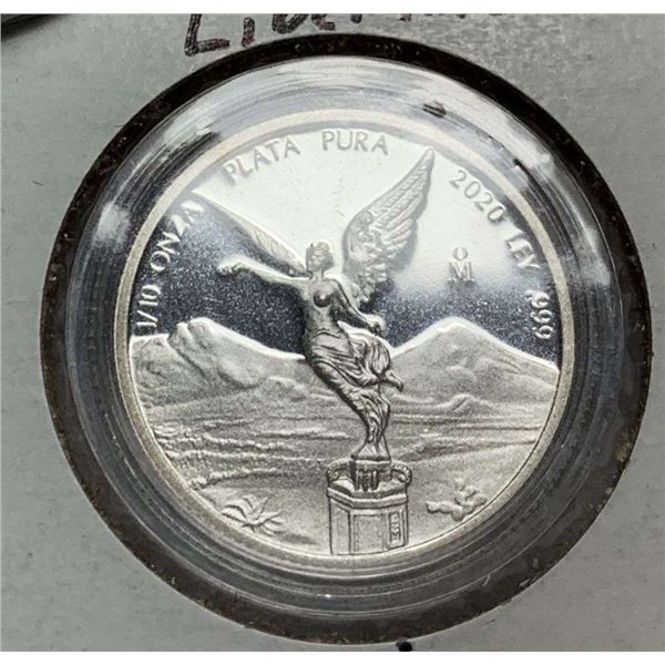 Rare 2020 Mexican Libertad Proof 1/10 ozt .999 Silver
