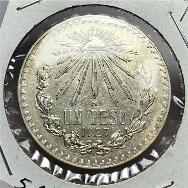 Rare 1927 Mexico Libertad One Peso BU