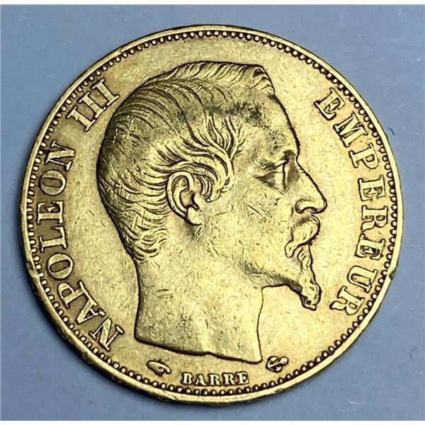 1857-A France Gold 20 Francs .1867 ozt Agw