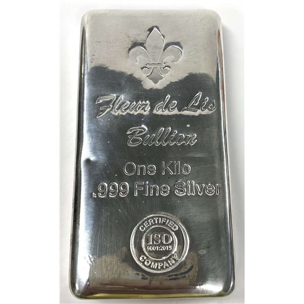 Last Minute! (1) Kilo Fleur De Lis .999 Silver Bar