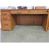 Image 1 : Large Oak Desk With Side Computer Cabinet- Very Good Condition
