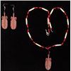 Image 1 : Lakota Feathers Necklace & Earrings, Pipestone [170808]