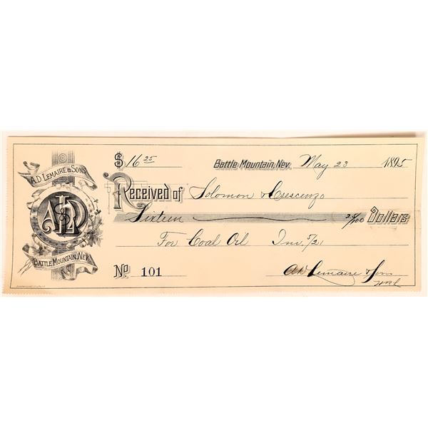 A D Lemaire Signed Receipt, Rare, 1895 [178029]