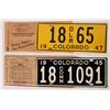 Image 1 : Colorado License Plates, 1945 & 1947, Mint Condition [177891]