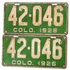 Image 1 : Colorado Matched Pair of License Plates, 1926 [177890]