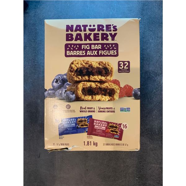 Natures bakery fig bars blueberry and raspberry 32x57g and RW Garcia sweet potato crackers 850g