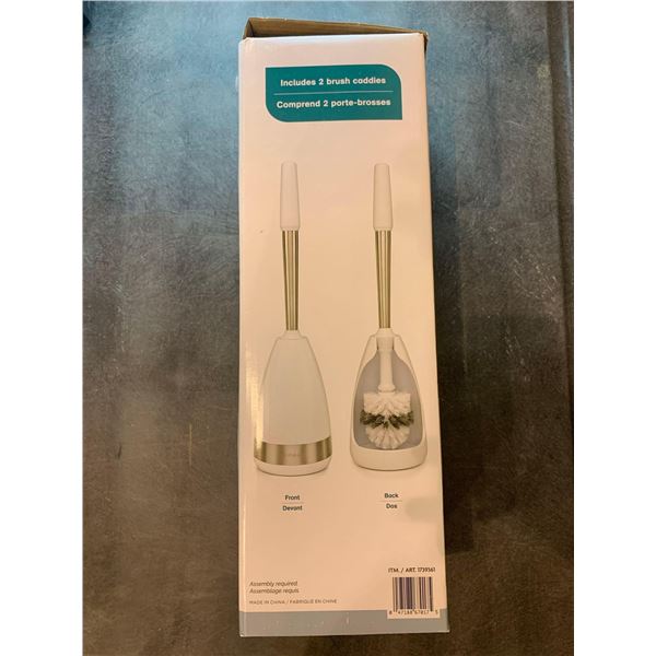 Toilet brush with 2 toilet brush holders