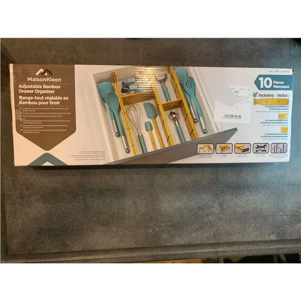 Maisonkleen adjustable bamboo drawer organizer, 10 pieces