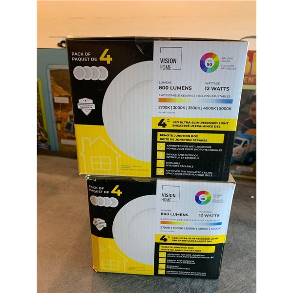 Vision home LED ultra slim recessed lights, 2 packs of 4 lights