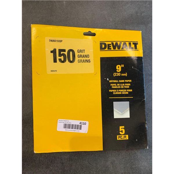 DeWalt 150 grit drywall sand paper, pack of 5 pieces