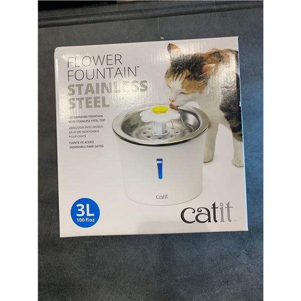 Catit stainless steel flower fountain, 3L water fountain for cats and small pets