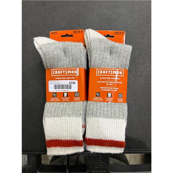 Craftsman classic wool socks, 2 packs mens size 10-13