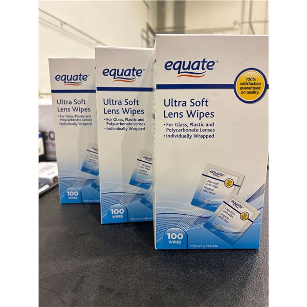 Equate ultra soft lens wipes, 3x100 wipes