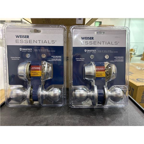 Weiser essentials keyed entry doorknob with deadbolt, lot of 2