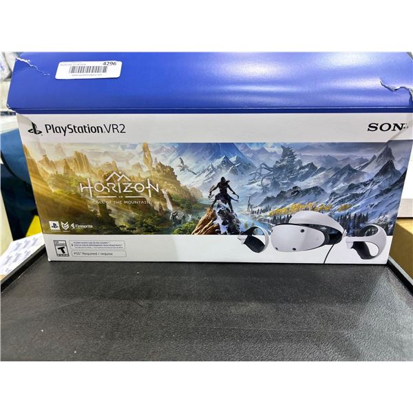 Sony playstation VR2 virtual reality head set and controllers, with download code for Horizon Call o