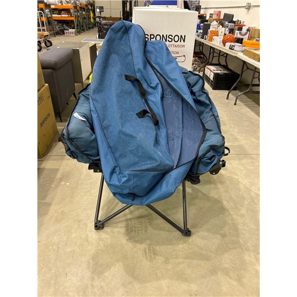 Folding cushioned camping chair with carrying bag