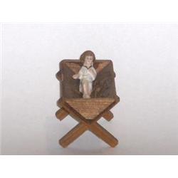 HAND-PAINTED BABY CHRIST IN MANGER