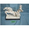 Image 1 : Roman style figurine  Gladiator in Chariot with horses marble base -- Marked " L. Toni "