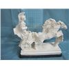 Image 5 : Roman style figurine  Gladiator in Chariot with horses marble base -- Marked " L. Toni "