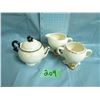 Unmatched cream and sugar with small teapot sugar Bowl is cracked