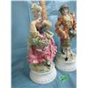 Image 2 : Set of Capodimonte Gentlemen and Lady figurines with floral baskets made in Italy