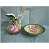 Ceramic decorative water pitcher unmarked and basin