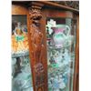 Image 30 : Victorian ornate serpentine curved front China Cabinet with Griffin's head carvings and Lions paw fe