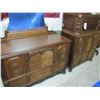 Antique Victorian era Renaissance revival style bedroom suite consisting of dresser with mirror, hig