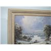 Image 2 : Oil on canvas picture of house by Lake in winter time . Signed