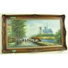 Image 8 : framed picture , oil on canvas , people out for a stroll , signed F. Paul ??