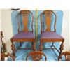 Image 2 : Set of five wood frame chairs , seats recovered with purple cloth