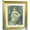 Lithograph print -- Young girl picked flowers