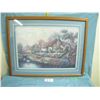 Framed print cottage scene - artist - Carl Valente