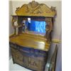 Antique early 1900s oak cabinet Dresser / Buffet with carved ornate finish