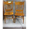 Two press back chairs , spindle back , right hand chair in picture legs have been shortened